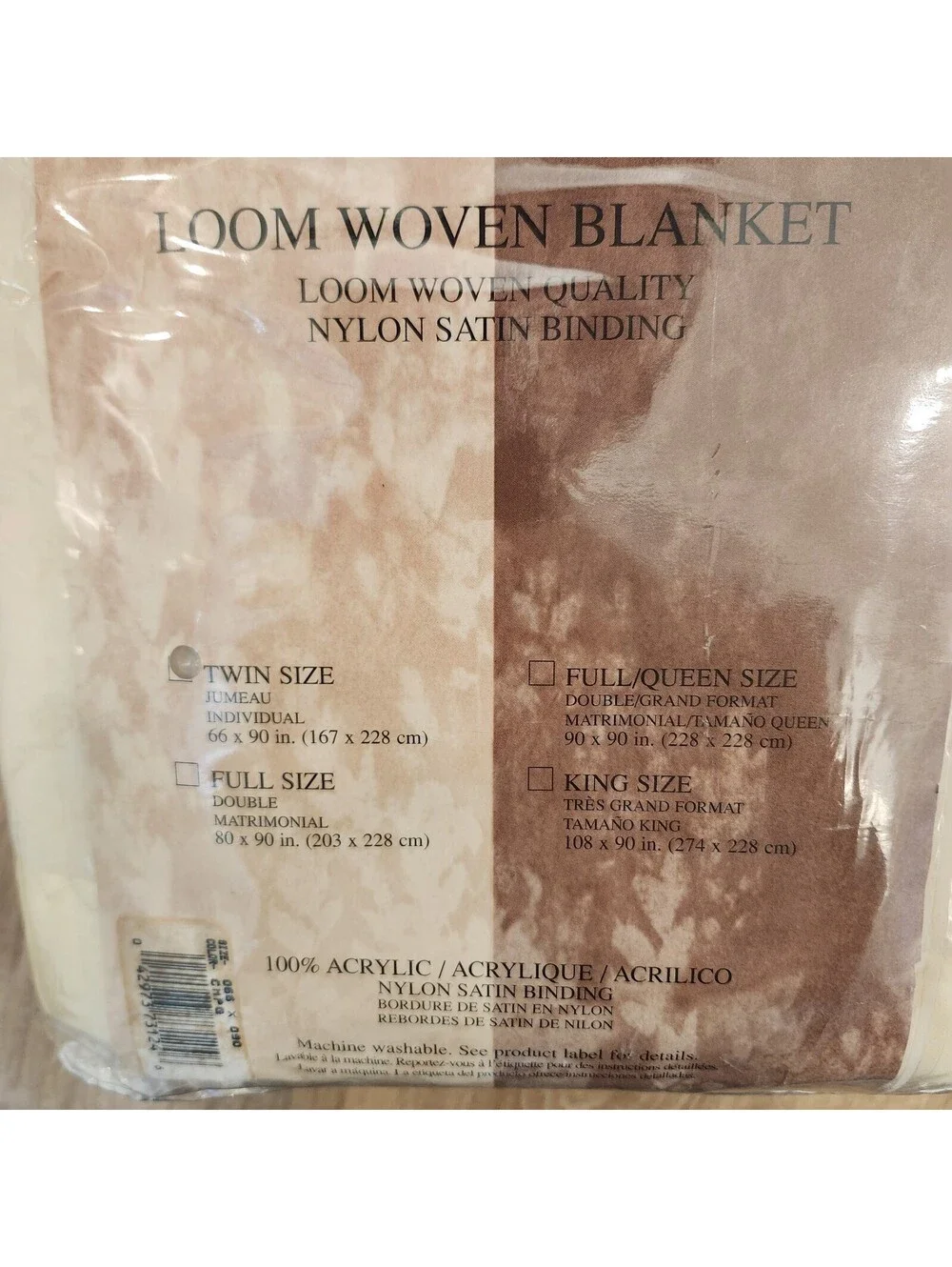 Vintage Fieldcrest Loom Woven Acrylic Blanket (Cream) Twin NEW 66x90 Satin Trim